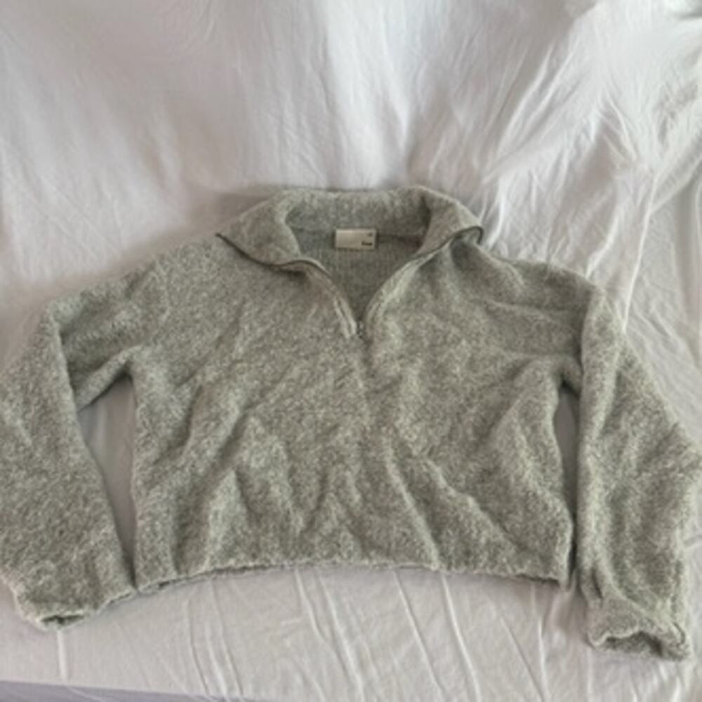 Wilfred Free grey collared gwyneth quarter zip sweater size medium
